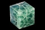 Polished Purple and Green Fluorite Cube - Mexico #153382-1